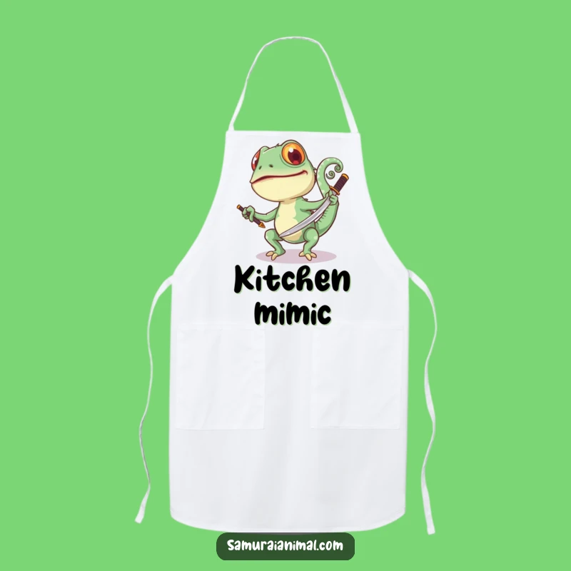 Funny Chameleon Sword Apron: Kitchen Fun for Playful Chefs