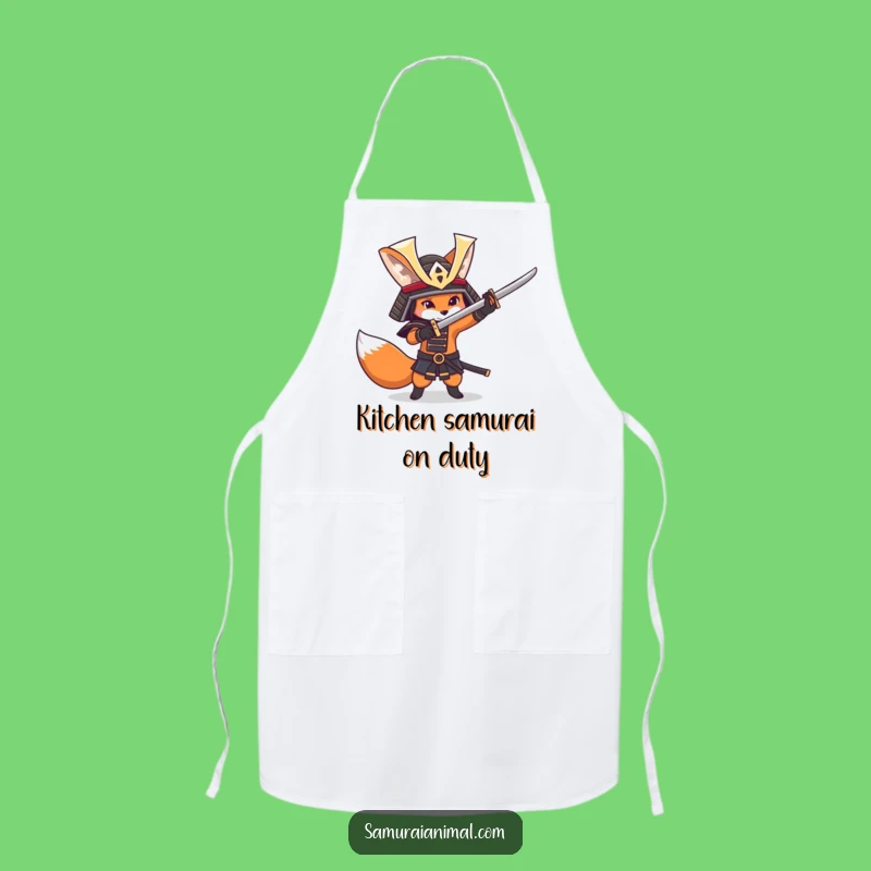 Funny Fox Samurai Apron - Cook with Warrior Flair!
