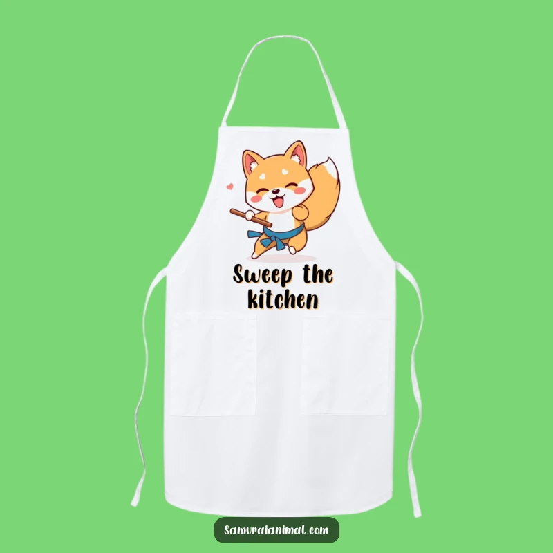 Funny Shiba Inu Stick Sweep Apron Cook with Playful Doggy Style