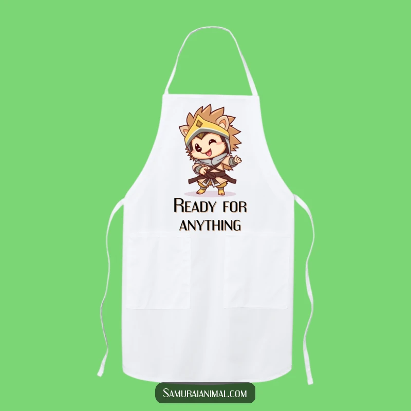 Funny Warrior Hedgehog Apron: Playful Spin Kitchen Wear, Hilarious Chef Gift!
