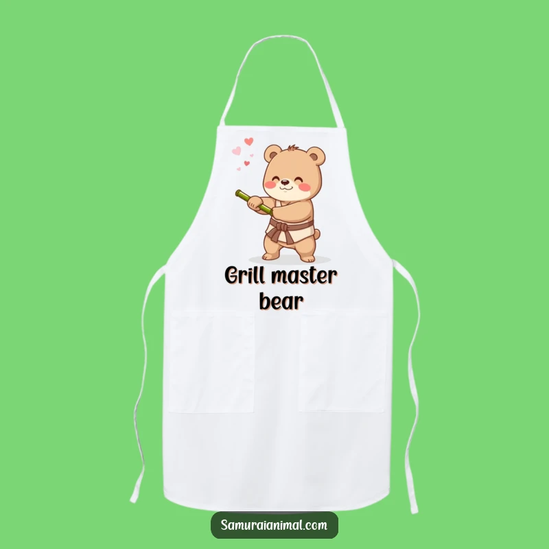 Funny Bear Sword Chef Apron: Cook with Focus, Hilarious Kitchen Accessory Gift