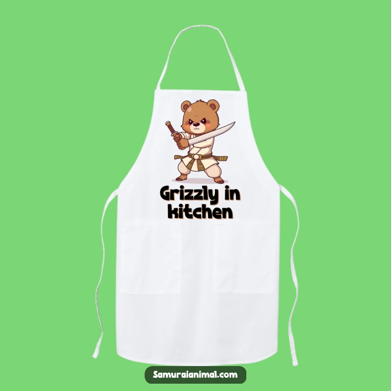 Funny Bear Cub Sword Apron: Chef's Energetic Companion for Kitchen Battles