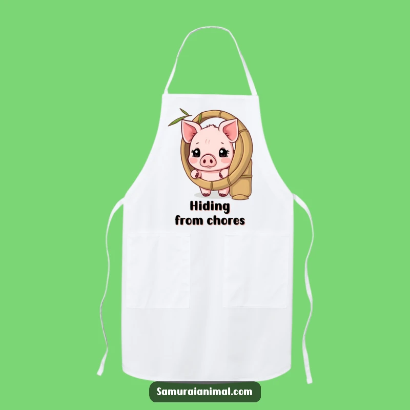 Funny Shy Piglet Apron: Kitchen Bamboo Shield