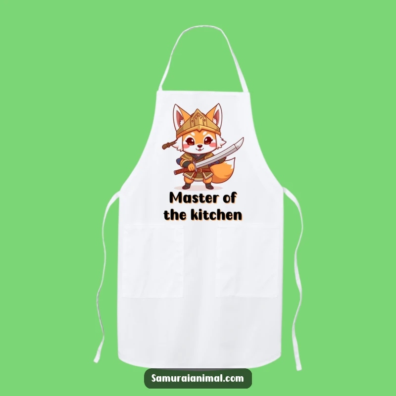 Funny Fox Warrior Kitchen Apron: Cook with Heroic Flair!