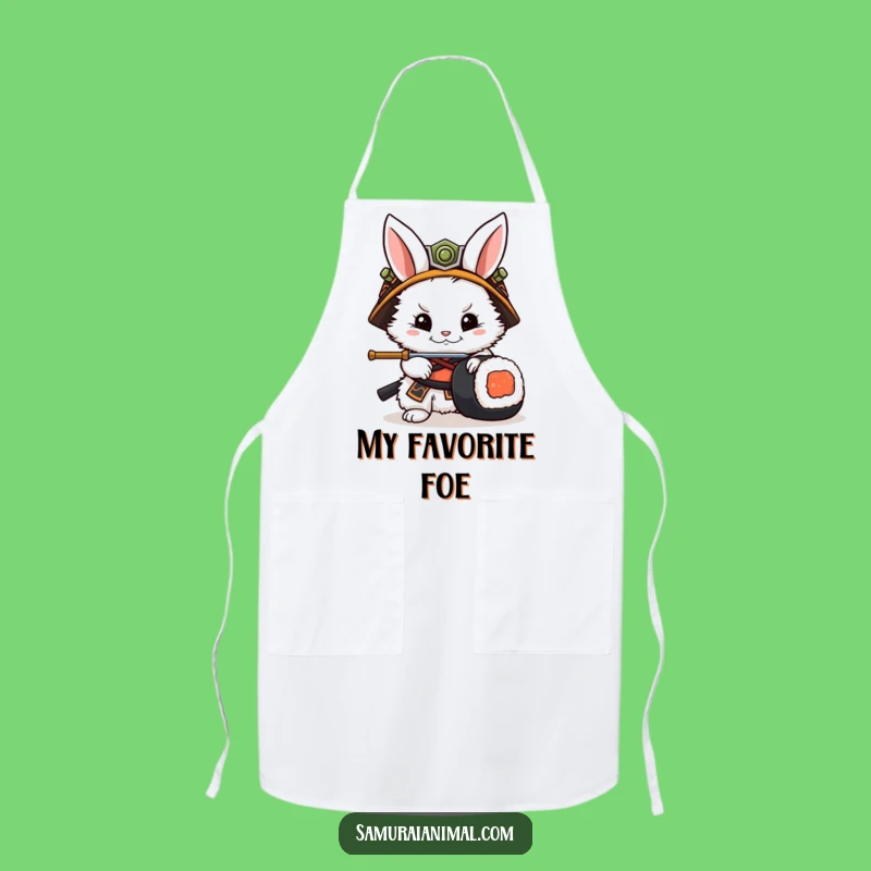 Funny Rabbit Samurai Apron: Hilarious Kitchen Wear for Sushi Chefs