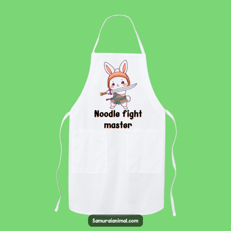 Funny Bunny Noodle Sword Apron: Warrior Kitchen Wear for Adorable Cooking