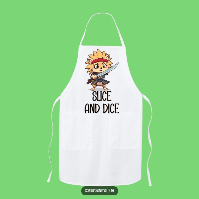 Funny Hedgehog Samurai Apron: Goofy Warrior Kitchen Fun Funny Gift