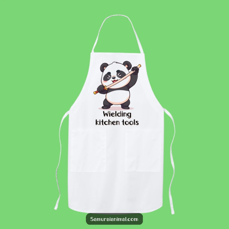 Funny Panda Toothpick Sword Apron: Culinary Battles with a Comical Warrior
