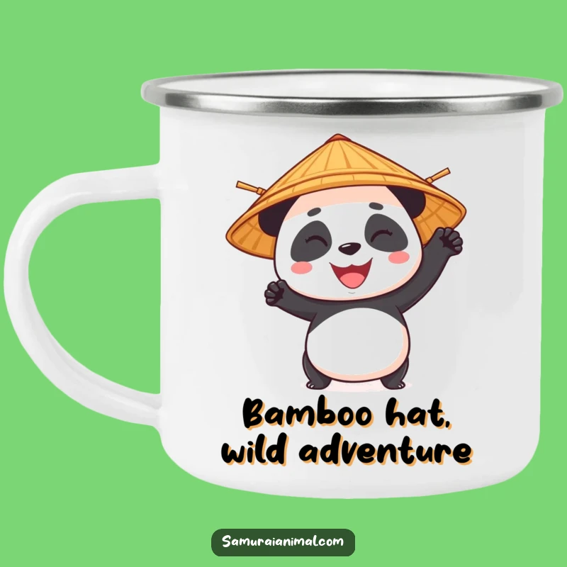 Funny Panda Bamboo Hat Camping Mug - Heroic Campfire Companion!