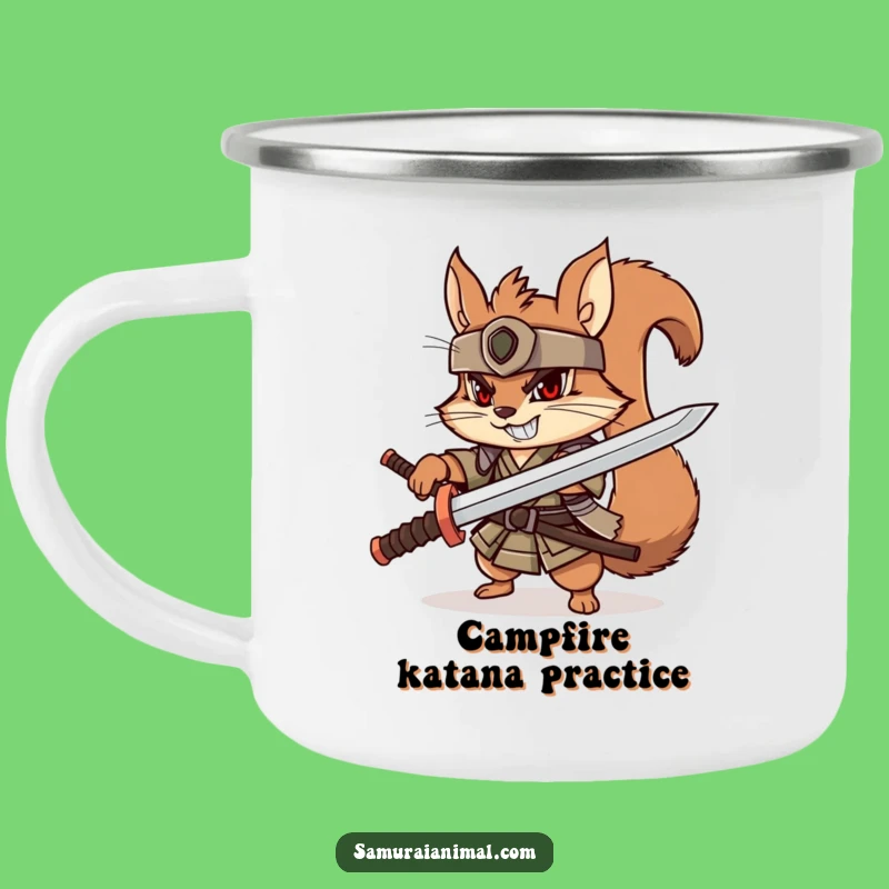 Funny Squirrel Samurai Camping Mug: Warrior Companion for Adventures
