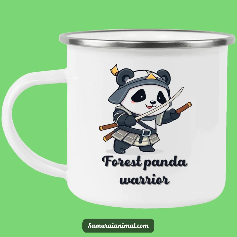 Funny Panda Samurai Camping Mug: Plump Warrior for Outdoor Adventures