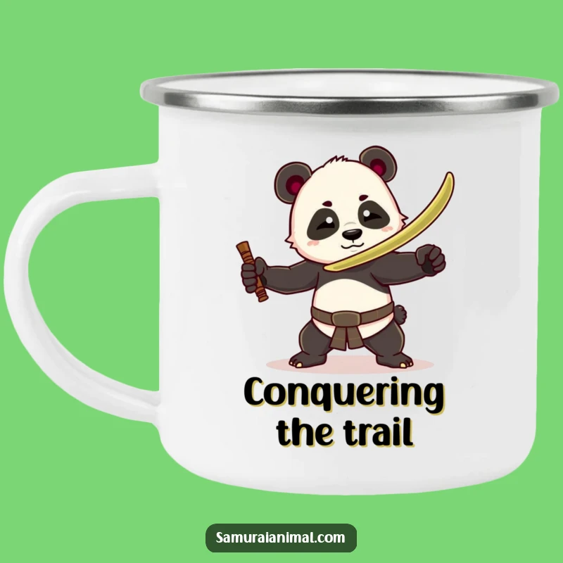 Funny Panda Warrior Camping Mug: Adventure Bamboo Sword Style