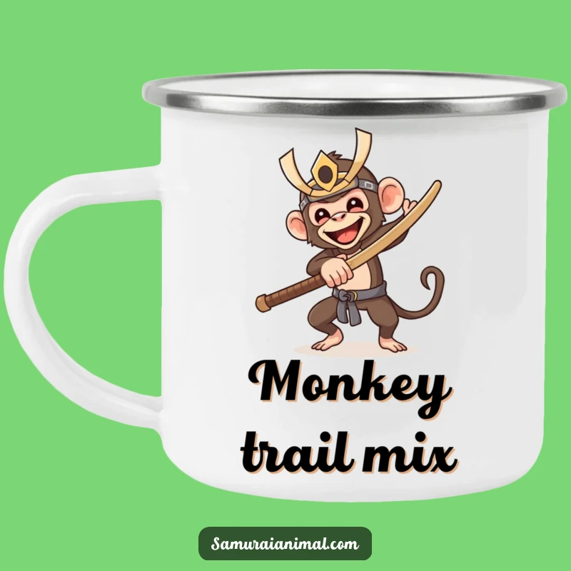 Funny Samurai Monkey Camping Mug: Hilarious Warrior Outdoor Fun