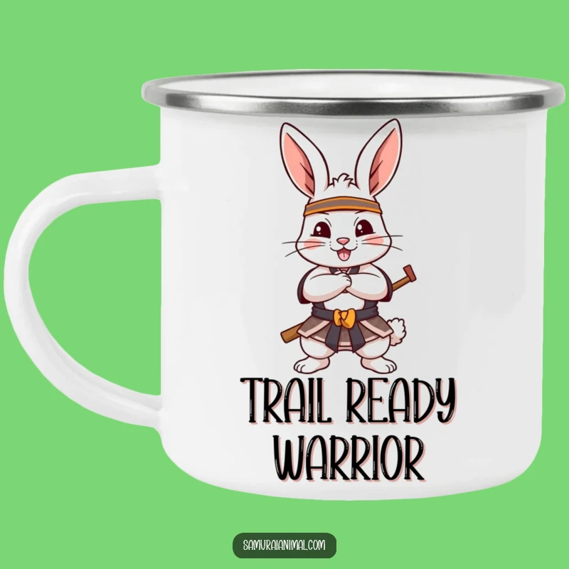 Funny Samurai Rabbit Camping Mug: Adventure-Ready with Hilarious Warrior Character