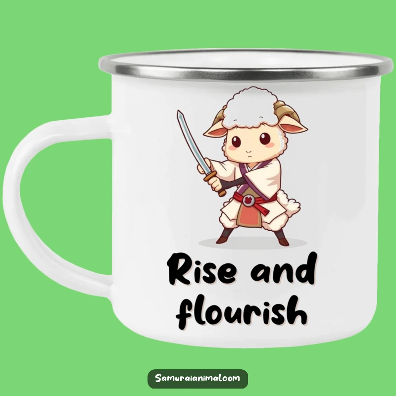 Funny Sheep Sword Flourish Camping Mug - Adventure Fuel with Knightly Wit!