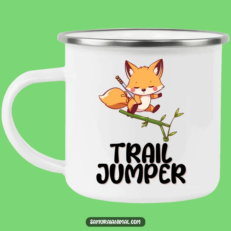 Funny Fox Warrior Camping Mug: Playful Leaper Outdoor Cup, Adventure Gift