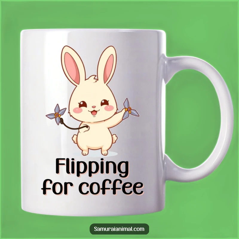 Funny Rabbit Shuriken Mug A Playful Gift for Cute Ninjas and Bunny Lovers