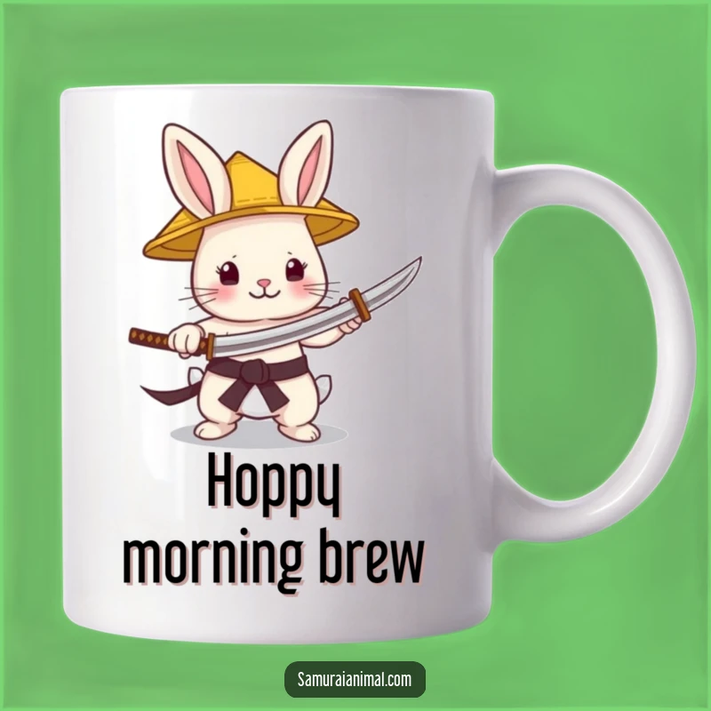 Funny Bunny Samurai Mug: Tiny Warrior with Katana for a Joyful Gift