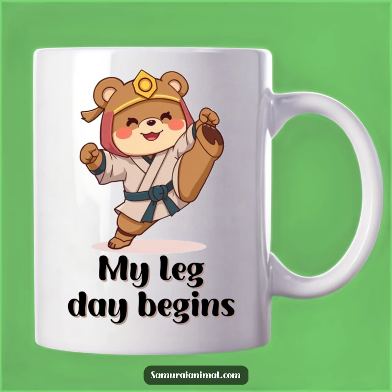 Funny Samurai Bear High Kick Mug: Hilarious Martial Arts Mishap Gift Idea