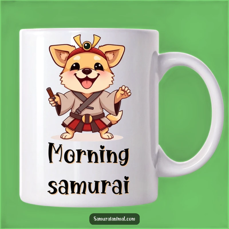 Funny Samurai Dog Mug: Happy Warrior Pose, Perfect Gift