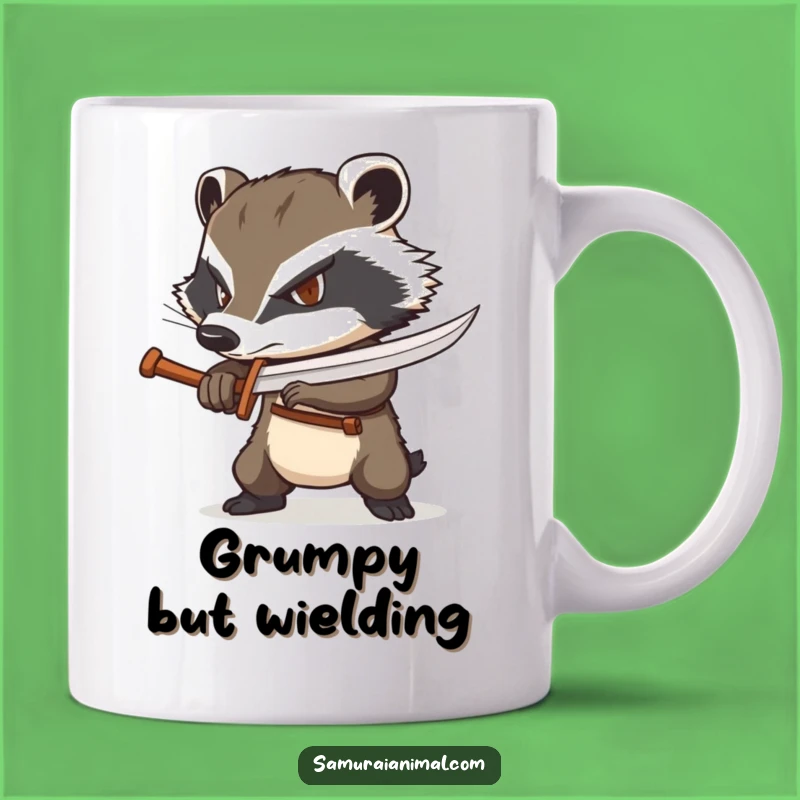 Funny Badger Warrior Mug: Determined Defender Gift for Gritty Folks