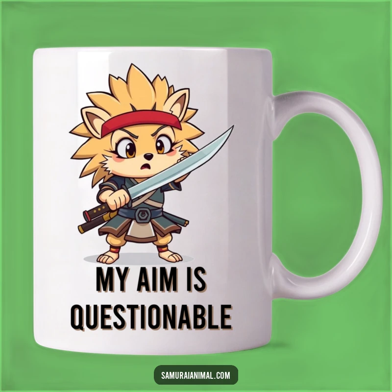 Funny Hedgehog Samurai Mug: Goofy Warrior Flourish Surprise Gift