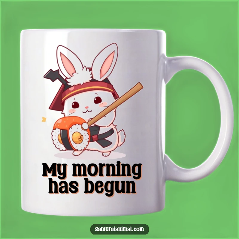 Funny Samurai Rabbit Sushi Duel Mug - Hilarious Japanese Anime Gift