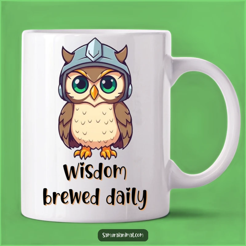 Funny Owl Helmet Mug: Wise Cartoon Observer Gift for Intellectual Humor