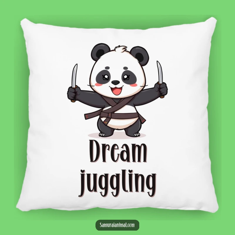 Funny Panda Juggler Pillow: Cheerful Swordsman Cushion, Cozy Gift