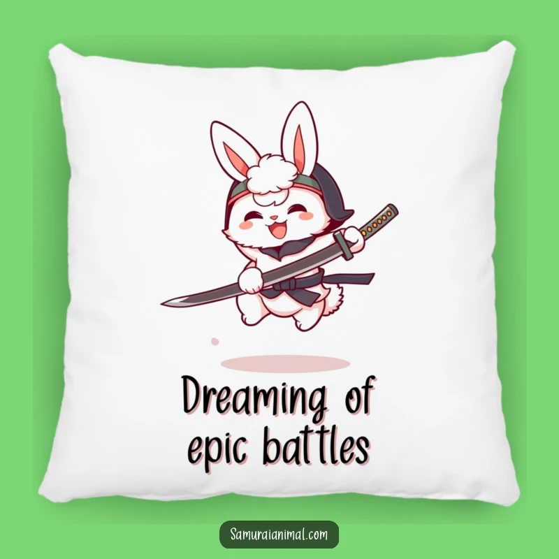 Funny Bunny Katana Pillow: Cozy Cartoon Warrior Accent for Anime Fans