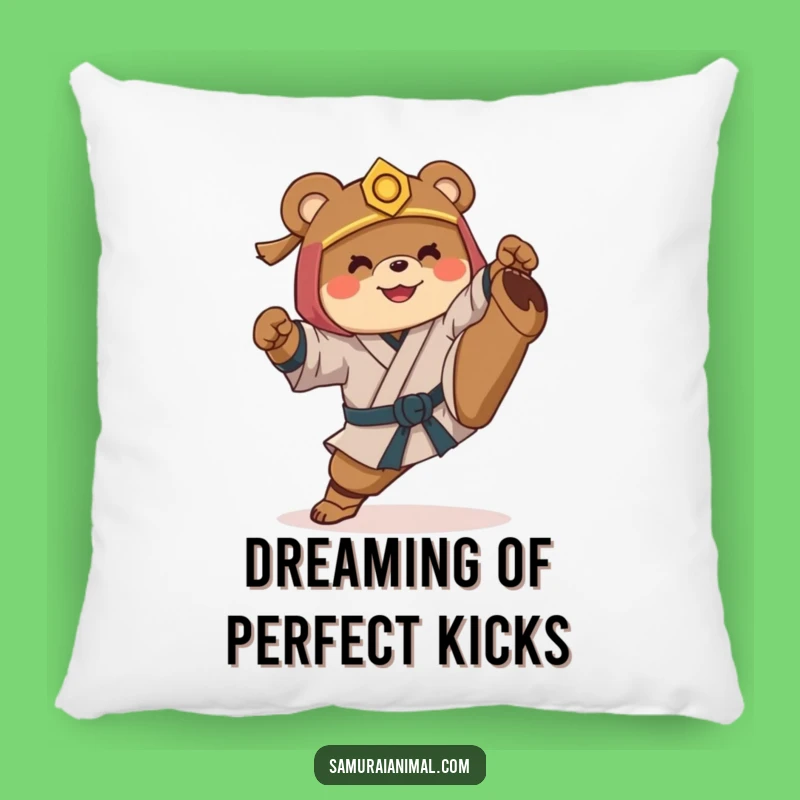Funny Samurai Bear Pillow: Soft & Hilarious High Kick Accent Cushion Gift