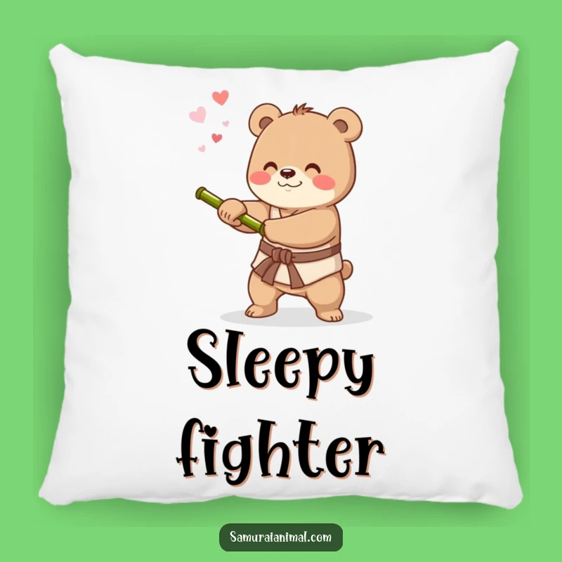 Funny Bear Warrior Pillow: Rest with Purpose, Soft and Hilarious Decor Gift
