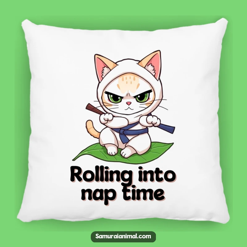 Funny Cat Ninja Pillow - Cozy Stealth & Determination!
