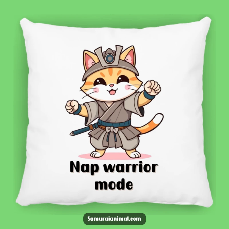 Funny Cat Samurai Pillow: Cozy Comfort, Fierce Warrior Pillow