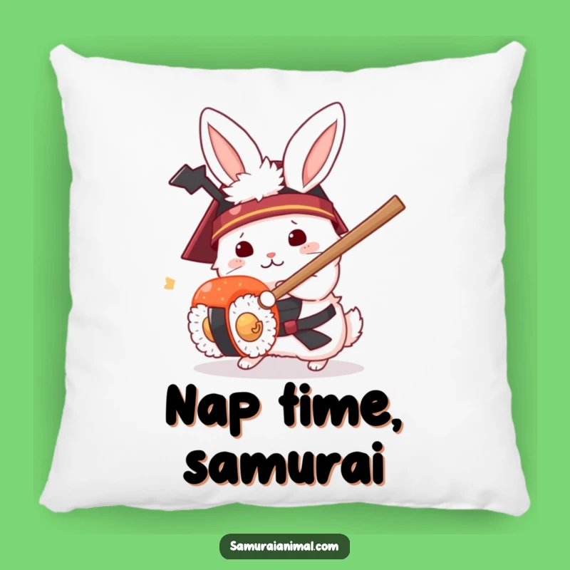 Funny Rabbit Samurai Pillow - Hilarious Sushi Combat Cushion Gift