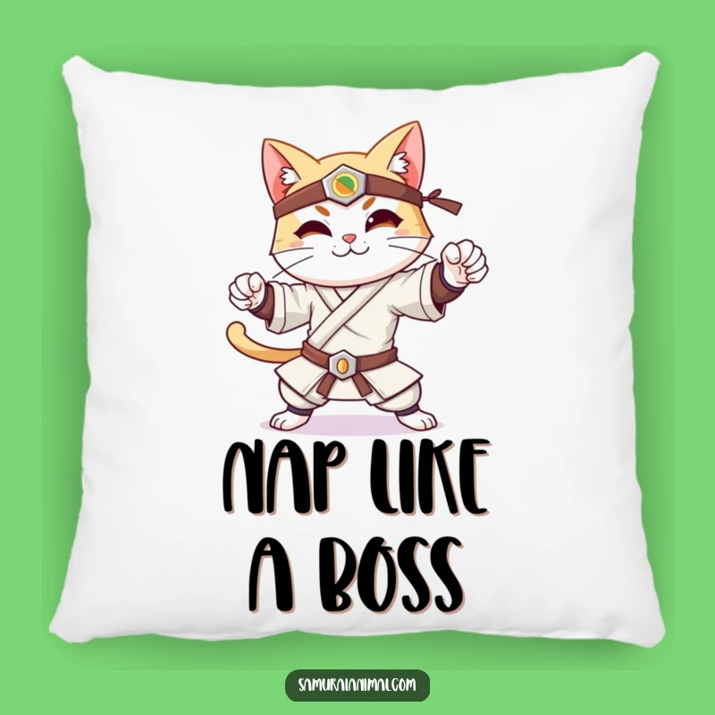 Funny Samurai Cat Pillow - Cozy Warrior Cat Cushion for Fans