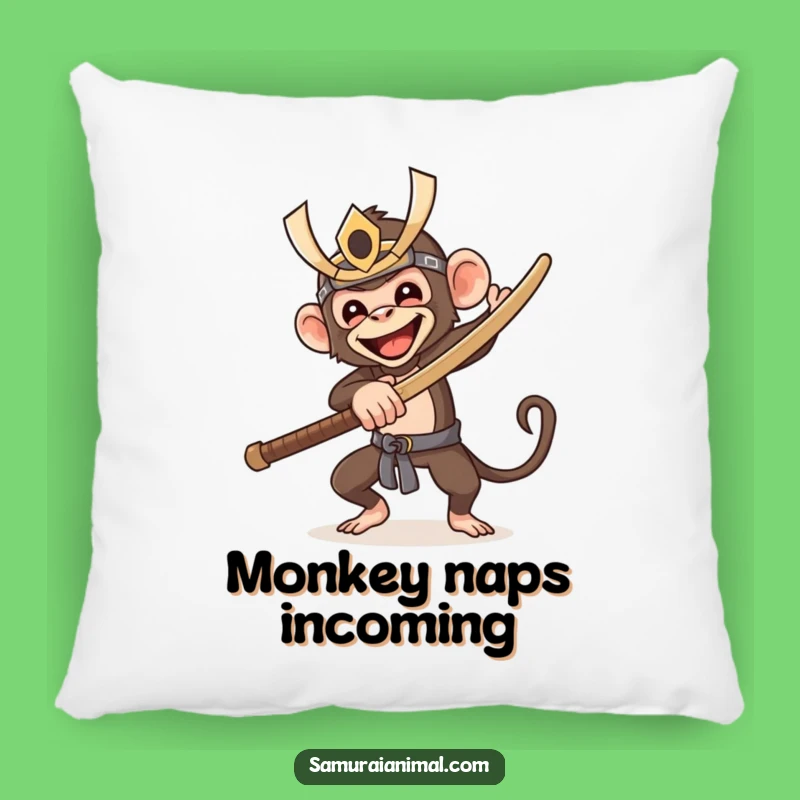 Funny Samurai Monkey Pillow: Cozy Warrior Cushion for Hilarious Comfort