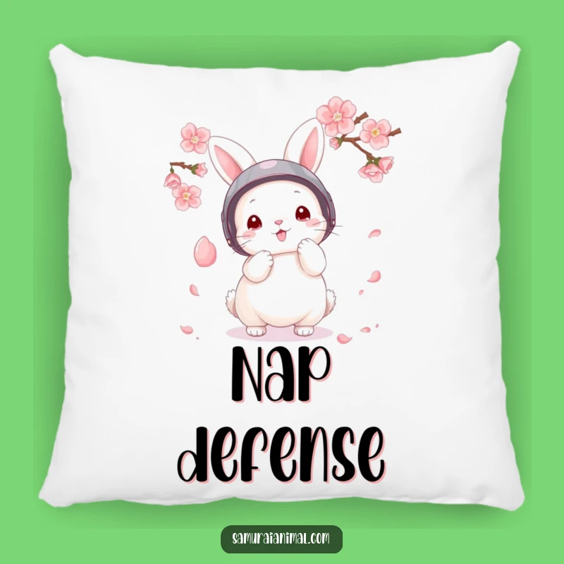 Funny Bunny Warrior Pillow: Fluffy Protector Cushion, Adorable Gift