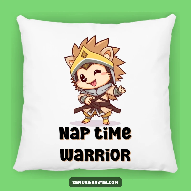 Funny Warrior Hedgehog Pillow: Cozy Spin Accent, Perfect Hilarious Home Gift!