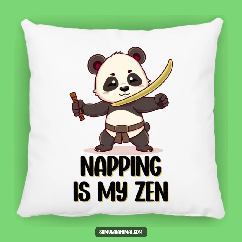 Funny Panda Warrior Pillow: Soft Bamboo Sword Pose for Comfy Laughs