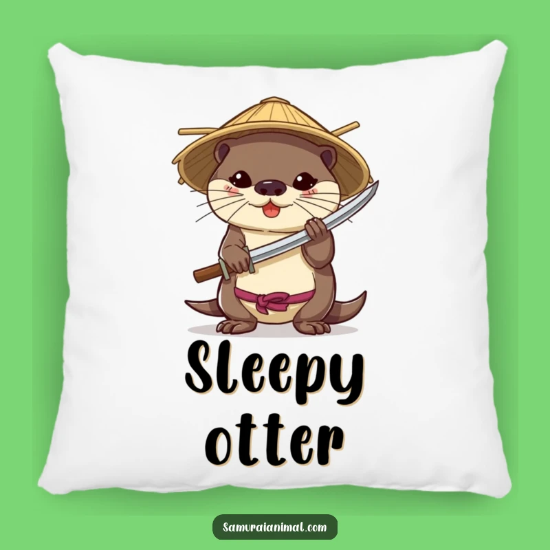 Funny Otter Katana Pillow - Brave Warrior Cushion, Hilarious Gift