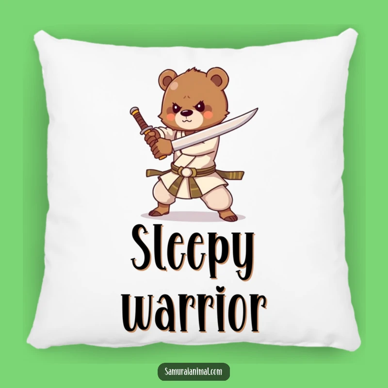Funny Bear Cub Sword Pillow: Cozy Cartoon Cushion for Warrior Comfort