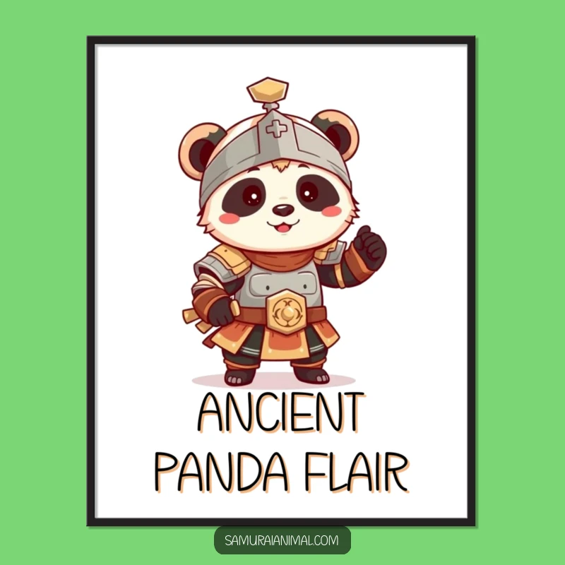 Funny Panda Warrior Art Print: Charming Armor Decor!