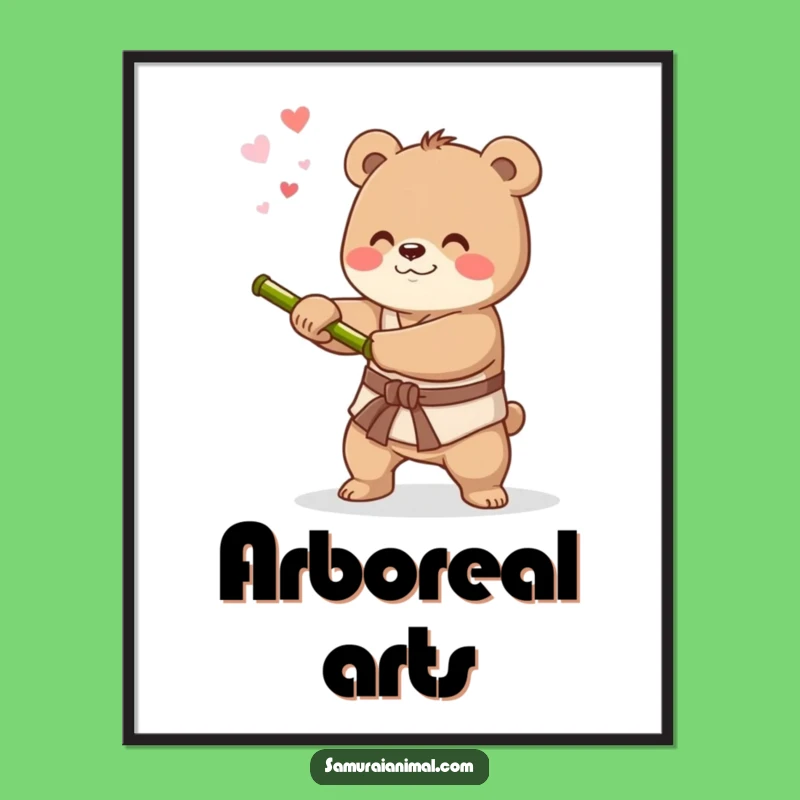 Funny Bear Swordsman Digital Art: Instant Focused Decor, Hilarious Wall Art Gift