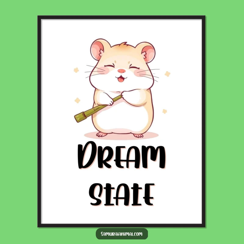 Funny Sleepy Hamster Kung Fu Digital Art - Humorous Martial Arts Print Gift