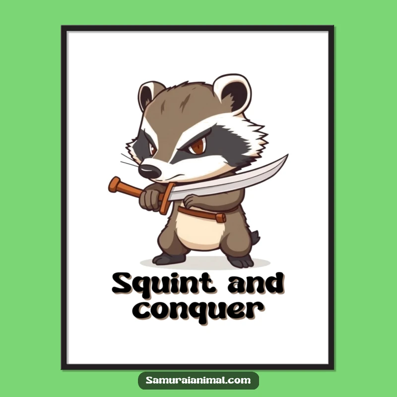 Funny Badger Warrior Digital Print: Instant Gritty Art Download