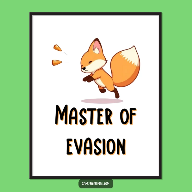 Funny Fox Dodge Digital Art: Hilarious Evasion Print for Comedic Wall Decor