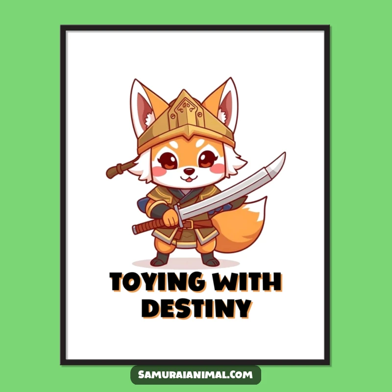 Funny Fox Warrior Art Print: Heroic Toy Sword Decor!