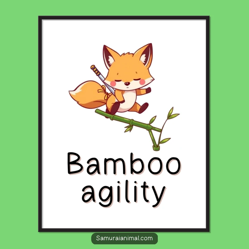 Funny Fox Warrior Digital Art: Playful Leaper Print, Instant Whimsical Gift