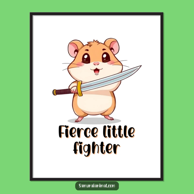 Funny Hamster Digital Art: Instant Spinning Warrior - Pet Print Gift!